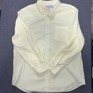 Irvine Park Dress Shirt Men's 18 RG Yellow Button Up Long Sleeve